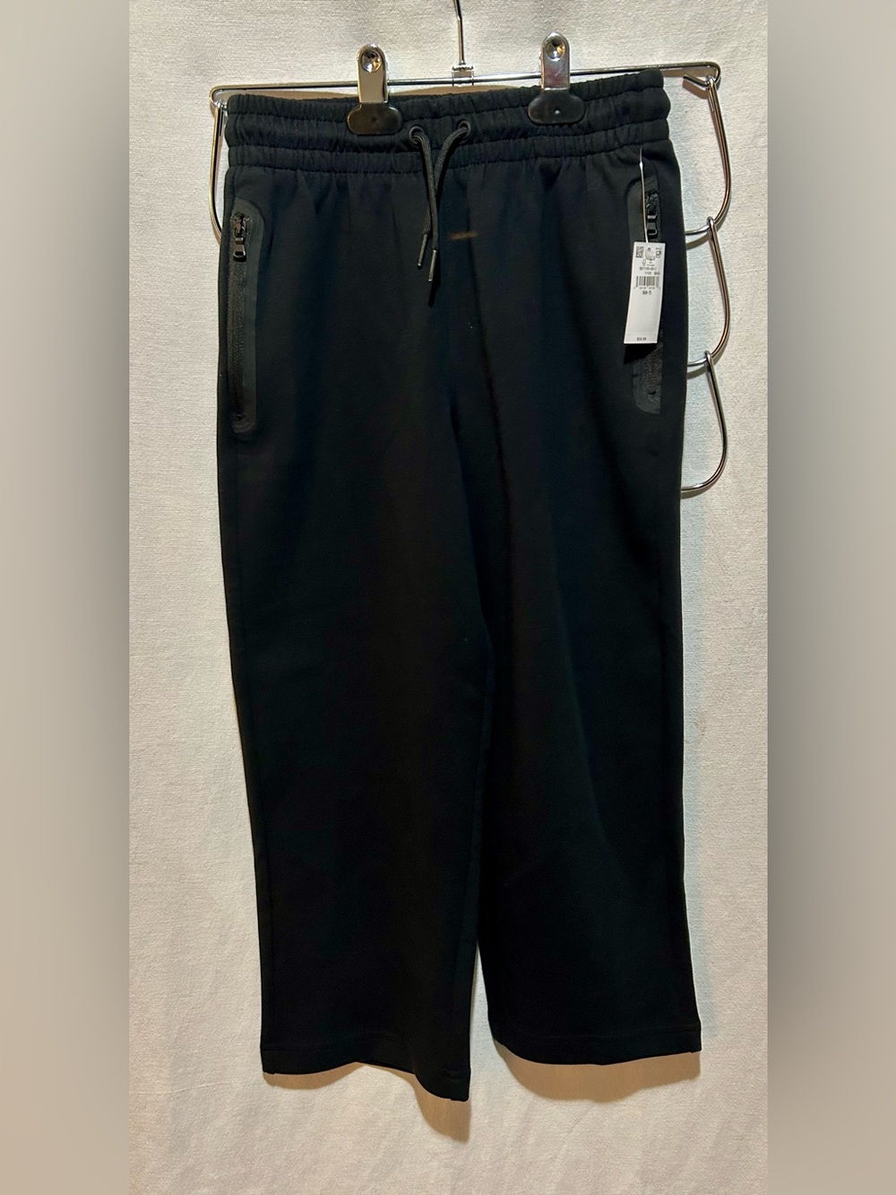 Old Navy Active Dynamic Fleece Black Joggers Kids Size S 6-7 Zipper Pockets Wide